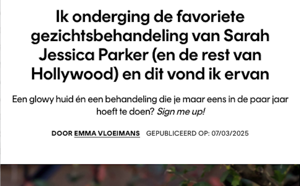 Het tijdschrift Mirror Mirror dat een stuk over AAYA's Sofwave behandeling heeft.